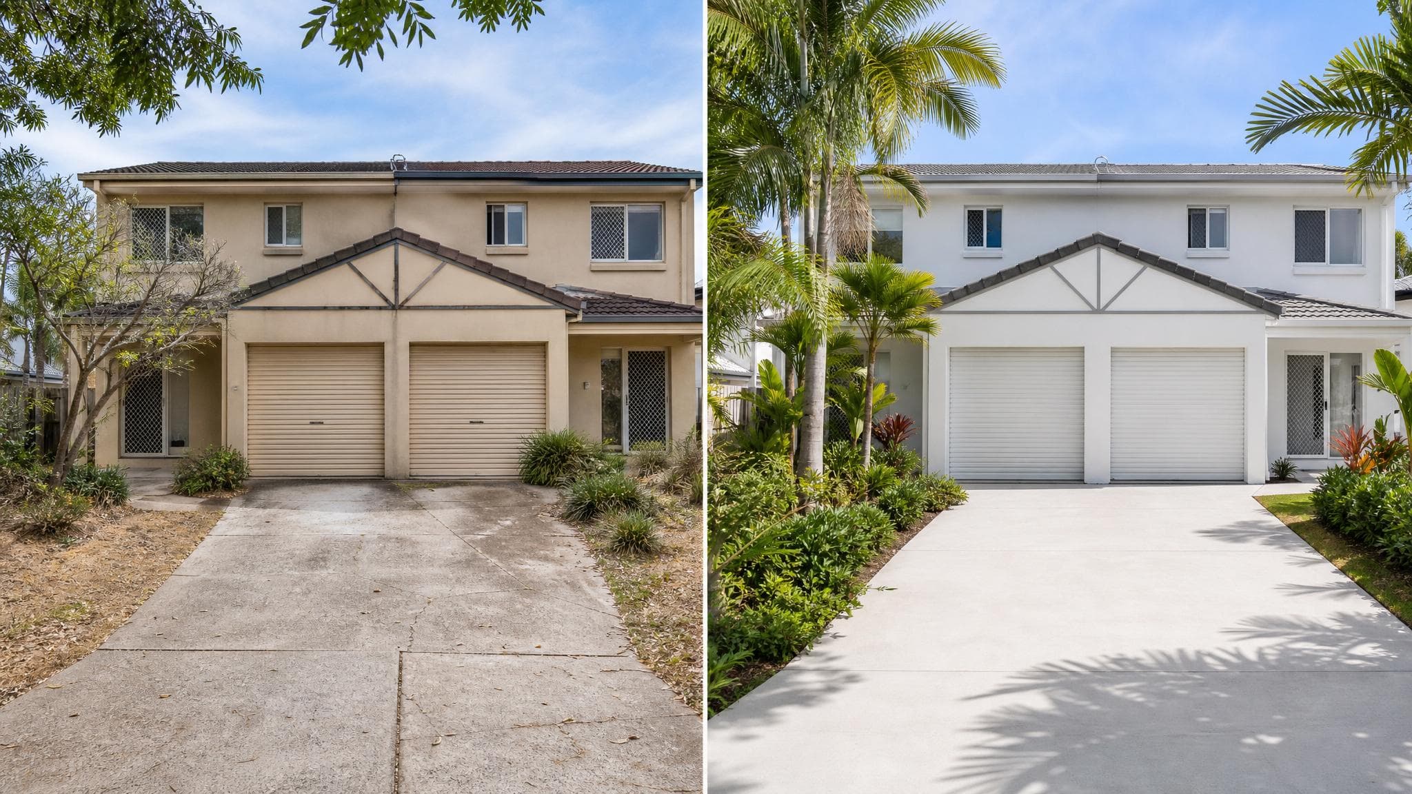 Before and after renovation comparison of a Gold Coast duplex